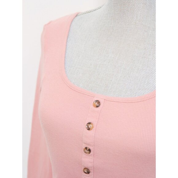 Dusty Pink Long Sleeve Henley 🌸 U2B - Picture 5 of 6